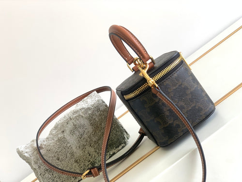 CELINE TRIOMPHE 9 CALFSKIN BLACK PATTERN BOX BAG