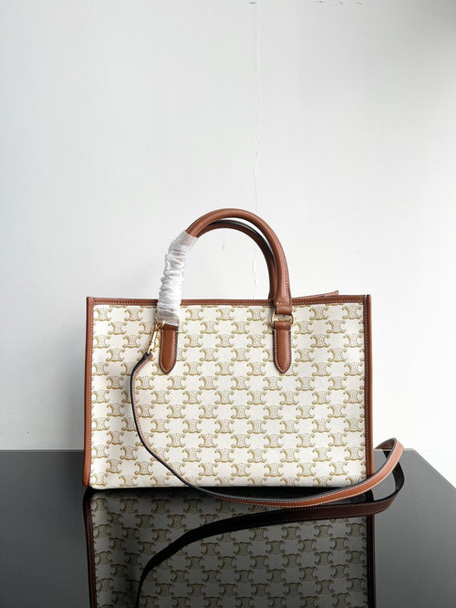 CELINE TRIOMPHE CABAS 35 WHITE CREAM CALFSKIN TOTE