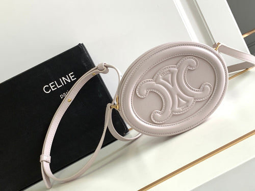 CELINE SMOOTH CALFSKIN 16 OVAL WHITE BAG