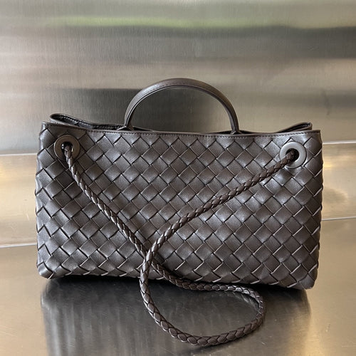 BOTTEGA VENETA SMALL ANDIAMO 29 IN DARK BROWN LAMBSKIN