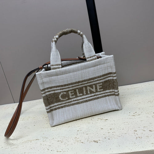 CELINE CABAS THAIS 26 CALFSKIN JACQUARD TOBACCO / TAN