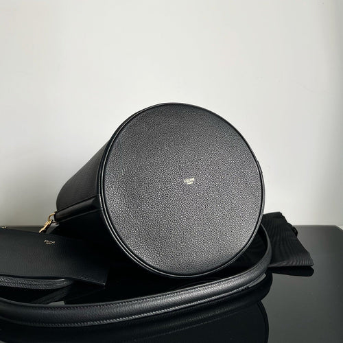 CELINE WOOL BUCKET BAG BLACK 24 ORIGINAL CALFSKIN