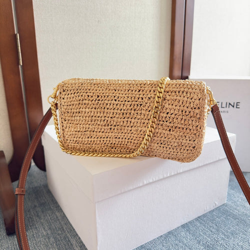 CELINE MULTIPOCHETTE BAG 23 IN BROWN RAFFIA