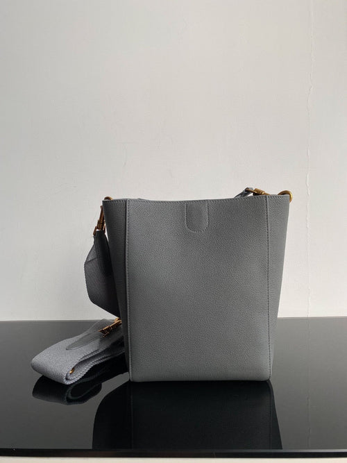 CELINE SANGLE SEAU BUCKET 24 BAG GREY CALFSKIN