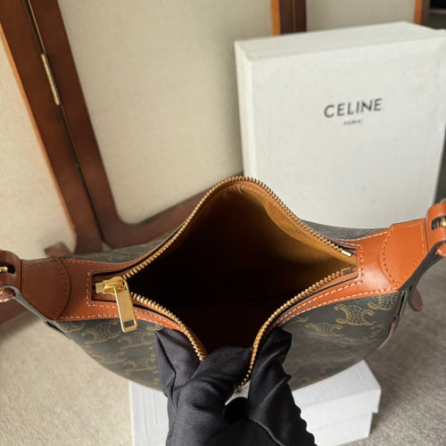 CELINE SMALL HELOÏSE BAG CUIR 22 IN BLACK TRIOMPHE CANVAS