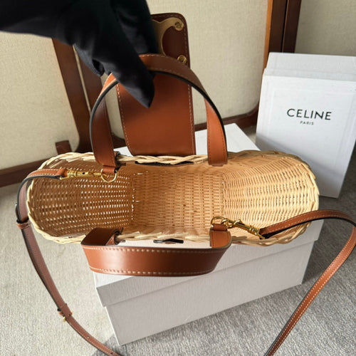 CELINE TEEN COUFFIN 32 IN BEIGE WINKER AND BROWN CALFSKIN TRIM