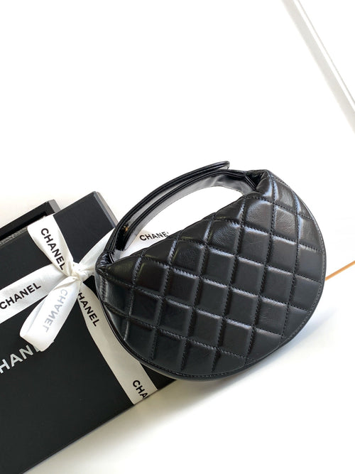 CHANEL 16 MINI POUCH IN BLACK GRAINED CALFSKIN AND GOLD METAL
