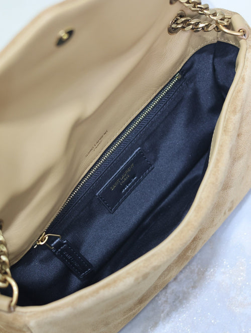 CALYPSO BAG 26 IN CIDER BROWN SUEDE GOLD HARDWARE
